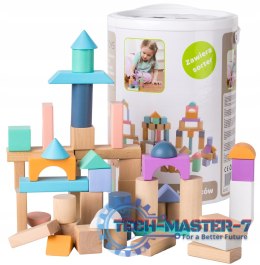 Drewniane klocki 100 szt wiaderko + sorter ECOTOYS ECOTOYS
