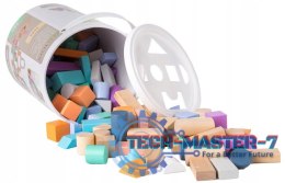 Drewniane klocki 100 szt wiaderko + sorter ECOTOYS ECOTOYS