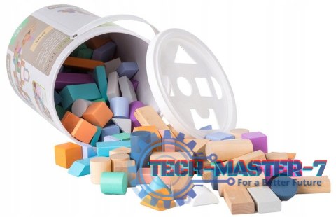 Drewniane klocki 100 szt wiaderko + sorter ECOTOYS ECOTOYS Drewniane klocki 100 szt wiaderko + sorter ECOTOYS ECOTOYS