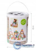Drewniane klocki 100 szt wiaderko + sorter ECOTOYS ECOTOYS