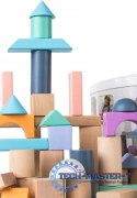 Drewniane klocki 100 szt wiaderko + sorter ECOTOYS ECOTOYS
