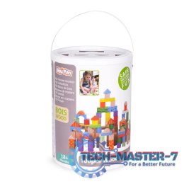 Drewniane klocki dla dzieci 100 szt. sorter wiaderko ECOTOYS ECOTOYS