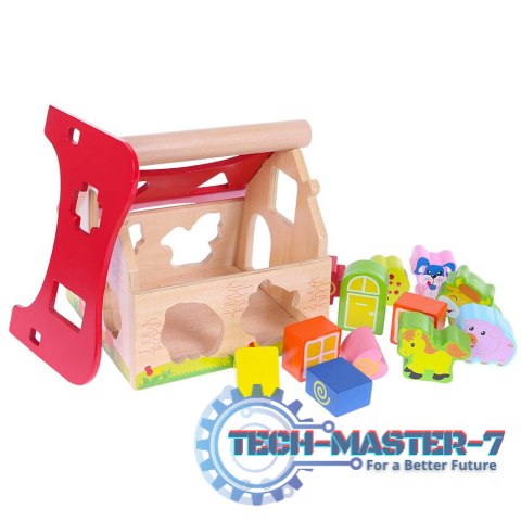 Drewniany domek, farma sorter z klockami ECOTOYS ECOTOYS Drewniany domek, farma sorter z klockami ECOTOYS ECOTOYS