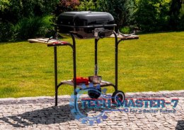 Duży grill ogrodowy z regulacją rusztu drewniane półki ModernHome