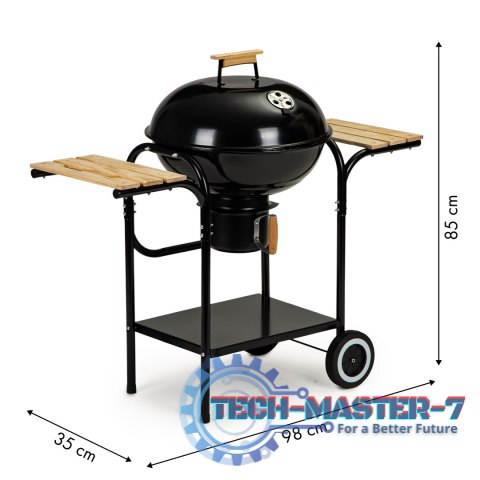 Grill ogrodowy węglowy z pokrywą i półkami ruszt popielnik ModernHome Grill ogrodowy węglowy z pokrywą i półkami ruszt popielnik ModernHome