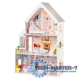 Domek dla lalek drewniany 3 piętra XXL Rezydencja Pudrowa ECOTOYS ECOTOYS