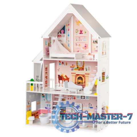 Domek dla lalek drewniany 3 piętra XXL Rezydencja Pudrowa ECOTOYS ECOTOYS