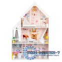 Domek dla lalek drewniany 3 piętra XXL Rezydencja Pudrowa ECOTOYS ECOTOYS