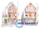 Domek dla lalek drewniany 3 piętra XXL Rezydencja Pudrowa ECOTOYS ECOTOYS