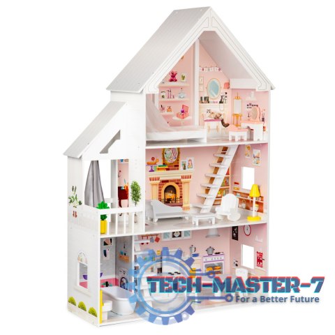 Domek dla lalek drewniany 3 piętra XXL Rezydencja Pudrowa ECOTOYS ECOTOYS Domek dla lalek drewniany 3 piętra XXL Rezydencja Pudrowa ECOTOYS ECOTOYS
