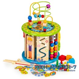 Drewniana kostka edukacyjna z grami, klockami, łowienie rybek ECOTOYS ECOTOYS