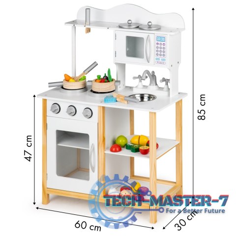 Drewniana kuchnia dla dzieci z piekarnikiem + akcesoria ECOTOYS ECOTOYS Drewniana kuchnia dla dzieci z piekarnikiem + akcesoria ECOTOYS ECOTOYS