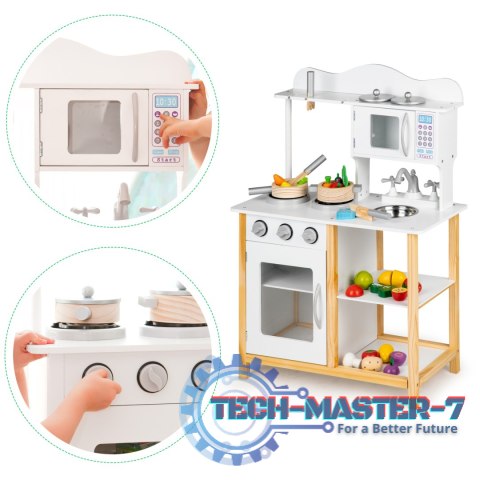 Drewniana kuchnia dla dzieci z piekarnikiem + akcesoria ECOTOYS ECOTOYS Drewniana kuchnia dla dzieci z piekarnikiem + akcesoria ECOTOYS ECOTOYS