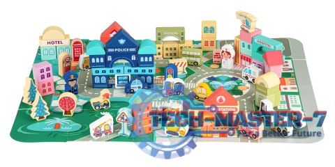 Drewniane klocki edukacyjne miasto mata 121 sztuk ECOTOYS ECOTOYS