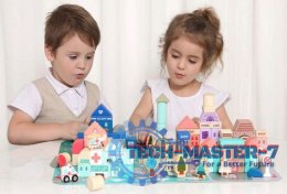 Drewniane klocki edukacyjne miasto z matą 115 szt ECOTOYS ECOTOYS