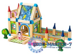 Drewniane klocki konstrukcyjne budowanie domek 6w1 ECOTOYS ECOTOYS