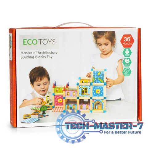 Drewniane klocki konstrukcyjne budowanie domek 6w1 ECOTOYS ECOTOYS Drewniane klocki konstrukcyjne budowanie domek 6w1 ECOTOYS ECOTOYS