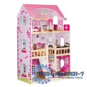 Drewniany domek dla lalek mebelki led ECOTOYS ECOTOYS