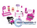 Drewniany domek dla lalek mebelki led ECOTOYS ECOTOYS