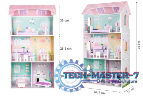 Drewniany domek dla lalek + mebelki wysoka rezydencja Jagodowa ECOTOYS ECOTOYS Drewniany domek dla lalek + mebelki wysoka rezydencja Jagodowa ECOTOYS ECOTOYS