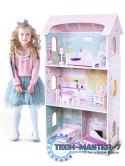 Drewniany domek dla lalek + mebelki wysoka rezydencja Jagodowa ECOTOYS ECOTOYS