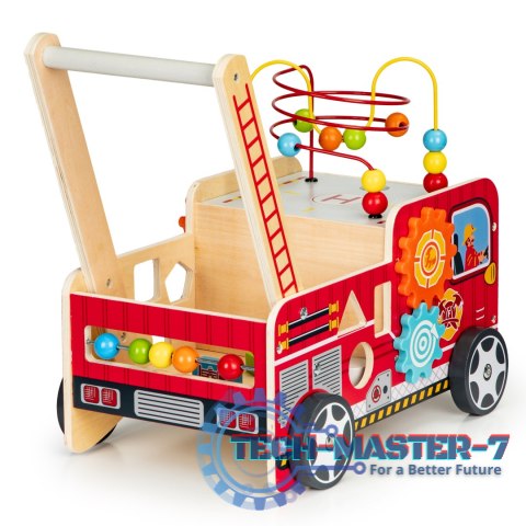 Drewniany pchacz edukacyjny z klockami dla dzieci - Straż Pożarna ECOTOYS ECOTOYS Drewniany pchacz edukacyjny z klockami dla dzieci - Straż Pożarna ECOTOYS ECOTOYS