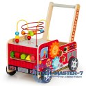 Drewniany pchacz edukacyjny z klockami dla dzieci - Straż Pożarna ECOTOYS ECOTOYS