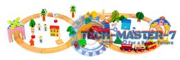Drewniany pociąg kolejka 74 elementy ECOTOYS ECOTOYS