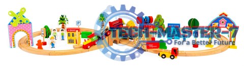 Drewniany pociąg kolejka 74 elementy ECOTOYS ECOTOYS Drewniany pociąg kolejka 74 elementy ECOTOYS ECOTOYS