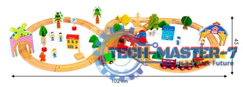 Drewniany pociąg kolejka 74 elementy ECOTOYS ECOTOYS Drewniany pociąg kolejka 74 elementy ECOTOYS ECOTOYS