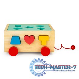 Drewniany wózek sorter z klockami - kostka edukacyjna dla dzieci ECOTOYS ECOTOYS