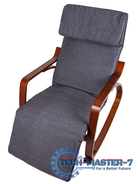 Fotel bujany regulowany podnóżek drewniane ramiona ModernHome ModernHome Fotel bujany regulowany podnóżek drewniane ramiona ModernHome ModernHome