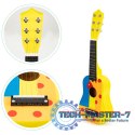 Gitara dla dzieci drewniana metalowe struny kostka- żółta ECOTOYS ECOTOYS