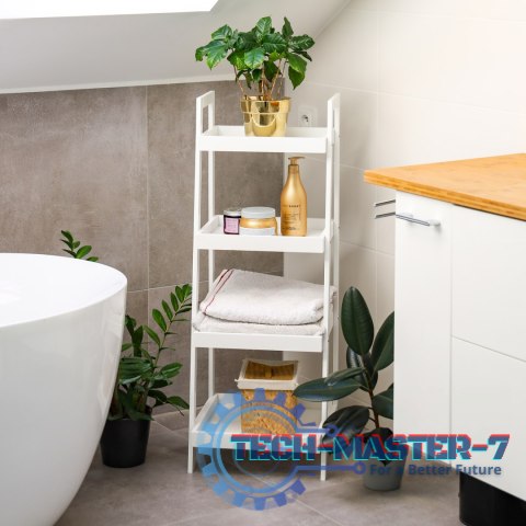 Regał szafka nocna stolik nocny drabinka 4 półki biały ModernHome Regał szafka nocna stolik nocny drabinka 4 półki biały ModernHome