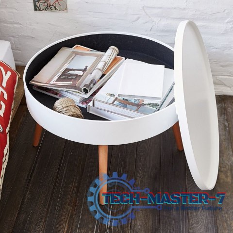 Stolik kawowy okrągły ze schowkiem 60cm ModernHome ModernHome Stolik kawowy okrągły ze schowkiem 60cm ModernHome ModernHome