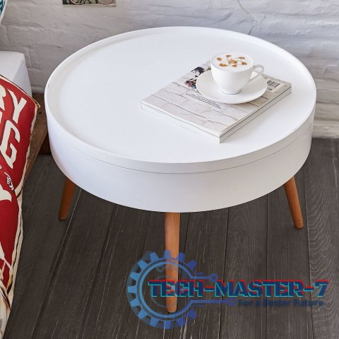 Stolik kawowy okrągły ze schowkiem 60cm ModernHome ModernHome Stolik kawowy okrągły ze schowkiem 60cm ModernHome ModernHome