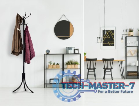 Wieszak stojący 16 haków na ubrania metal czarny ModernHome ModernHome Wieszak stojący 16 haków na ubrania metal czarny ModernHome ModernHome