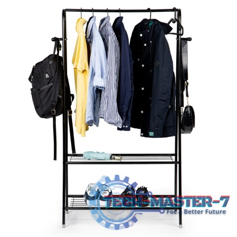 Wieszak stojący stojak z 2 półkami na ubrania buty ModernHome ModernHome Wieszak stojący stojak z 2 półkami na ubrania buty ModernHome ModernHome