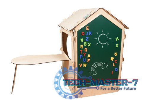 Domek ogrodowy drewniany stolik tablica kredowa 86 x 137 x 105 cm Domek ogrodowy drewniany stolik tablica kredowa 86 x 137 x 105 cm