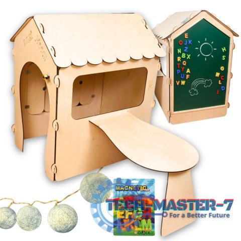 Domek ogrodowy drewniany stolik tablica kredowa 86 x 137 x 105 cm Domek ogrodowy drewniany stolik tablica kredowa 86 x 137 x 105 cm