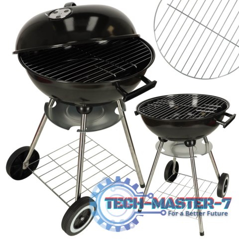 Grill ogrodowy węglowy na brykiet zamykany z pokrywą wentylacją i półką Grill ogrodowy węglowy na brykiet zamykany z pokrywą wentylacją i półką