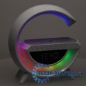 Lampka LED Gamingowa RGB głośnik ładowarka indukcyjna radio budzik zegar
