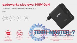 Ładowarka Sieciowa GAN 3 Porty 2x USB-C 1x USB-A 140W; P1115A