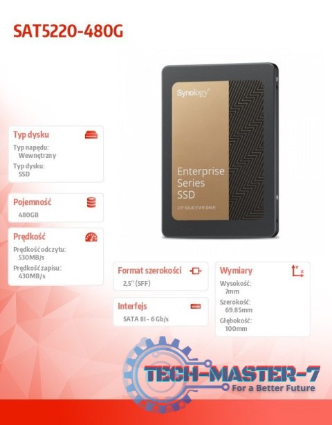 Dysk SSD 2,5 cala SATA 6Gb/s 480GB 7mm SAT5220-480G Dysk SSD 2,5 cala SATA 6Gb/s 480GB 7mm SAT5220-480G