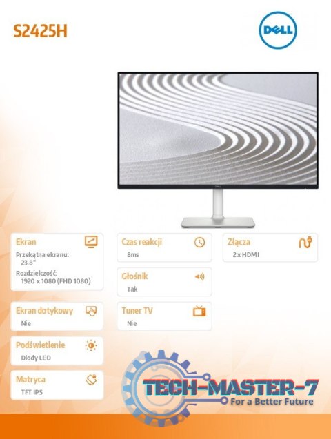 Monitor 23.8 cala S2425H IPS LED 100Hz Full HD (1920x1080)/16:9/2xHDMI/Speakers/3Y Monitor 23.8 cala S2425H IPS LED 100Hz Full HD (1920x1080)/16:9/2xHDMI/Speakers/3Y
