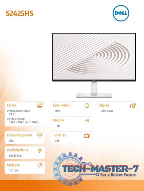 Monitor 23.8 cala S2425HS IPS LED 100Hz Full HD (1920x1080)/16:9/2xHDMI/Speakers/fully adjustable stand/3Y Monitor 23.8 cala S2425HS IPS LED 100Hz Full HD (1920x1080)/16:9/2xHDMI/Speakers/fully adjustable stand/3Y
