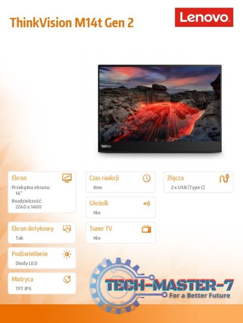 Monitor 14 cali ThinkVision WLED LCD 63FDUAT6WL Monitor 14 cali ThinkVision WLED LCD 63FDUAT6WL
