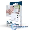 Ładowarka USB-A USB-C LED 20W PD QC3.0 biała