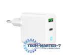 Ładowarka USB-A USB-C LED 20W PD QC3.0 biała
