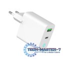 Ładowarka USB-A USB-C LED 20W PD QC3.0 biała